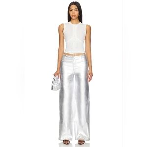 Lovers + Friends Silver Wide-Leg Pants